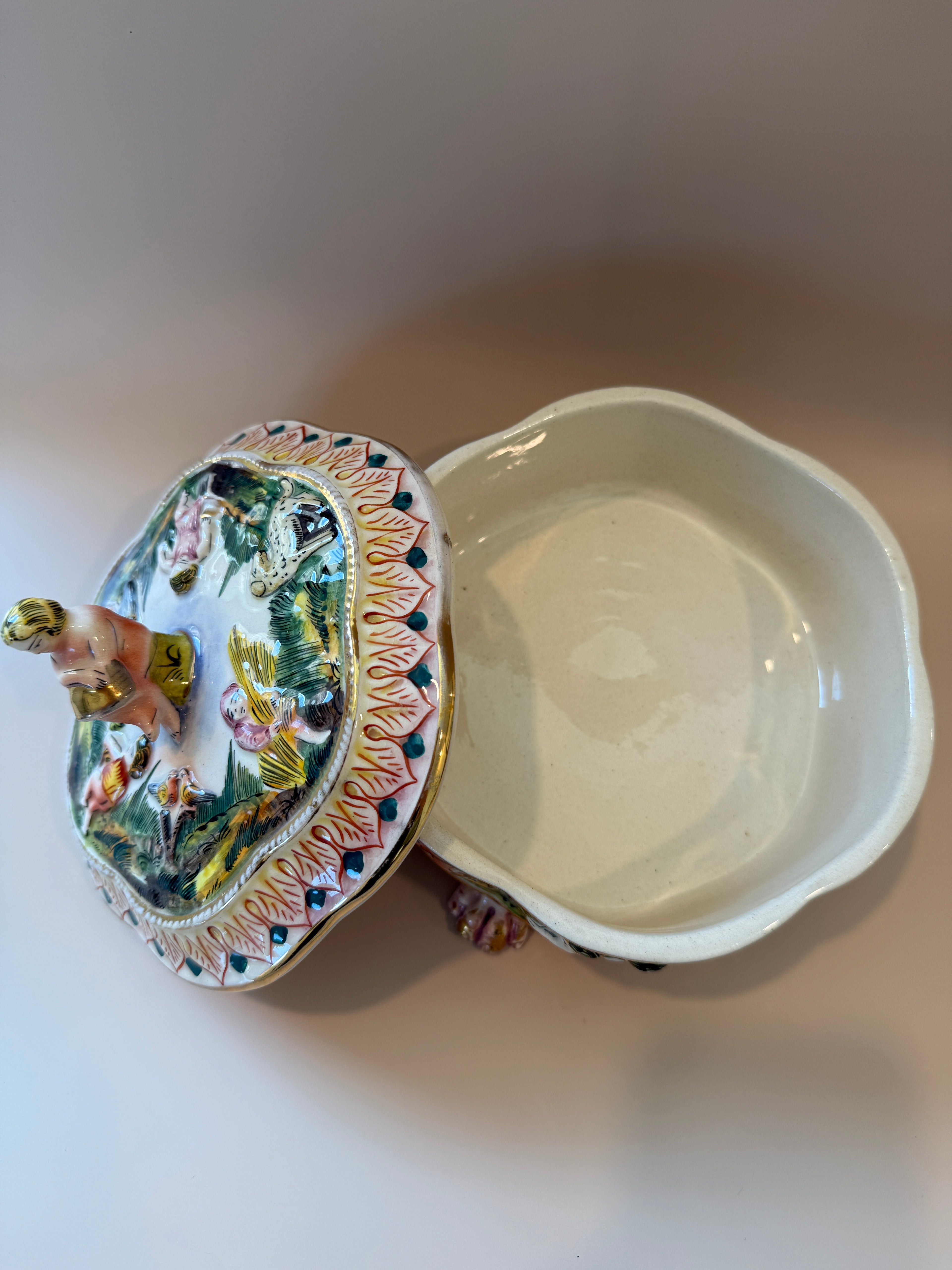 Vintage Italian Capodimonte Porcelain Lidded Box