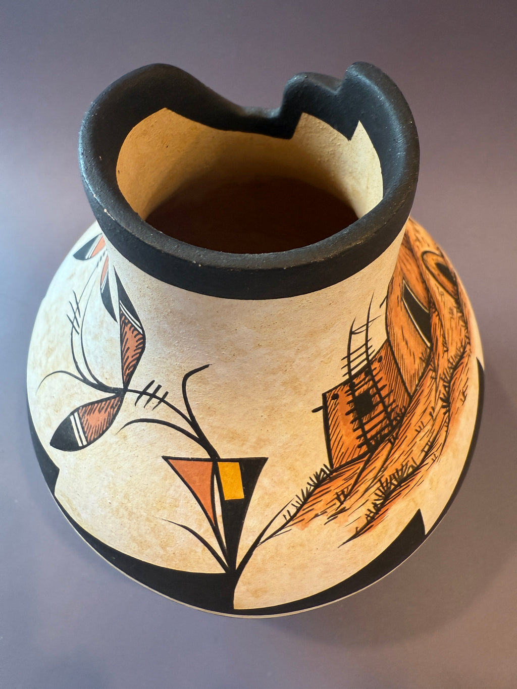 Pueblo Kiva Pottery Vase Vintage Native American, Signed.