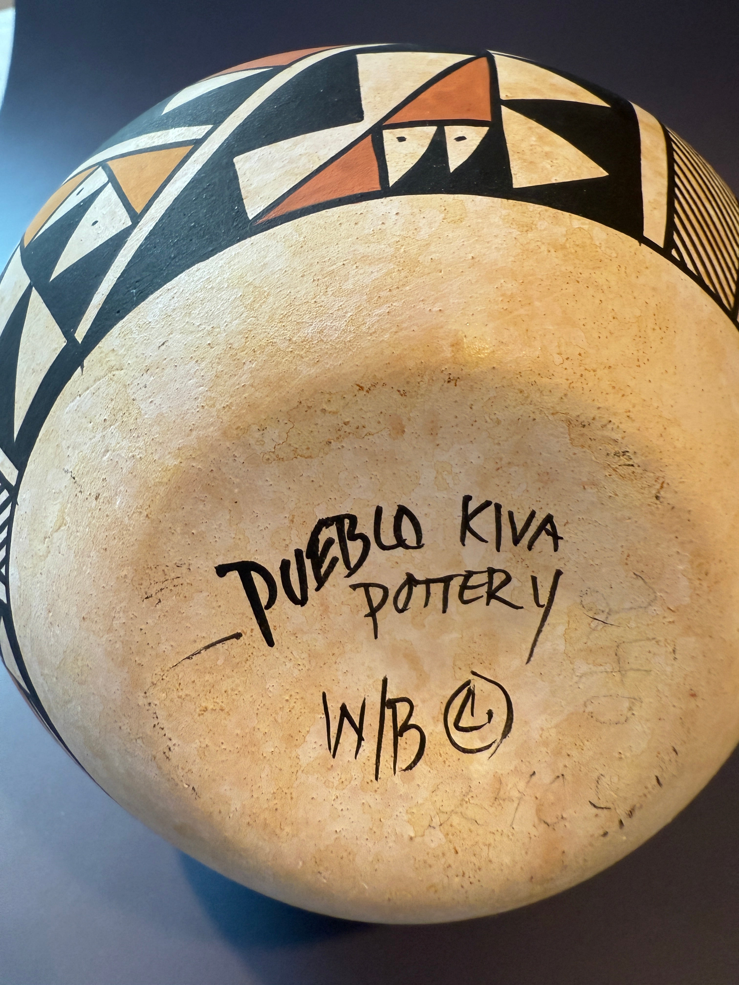 Pueblo Kiva Pottery Vase Vintage Native American, Signed.