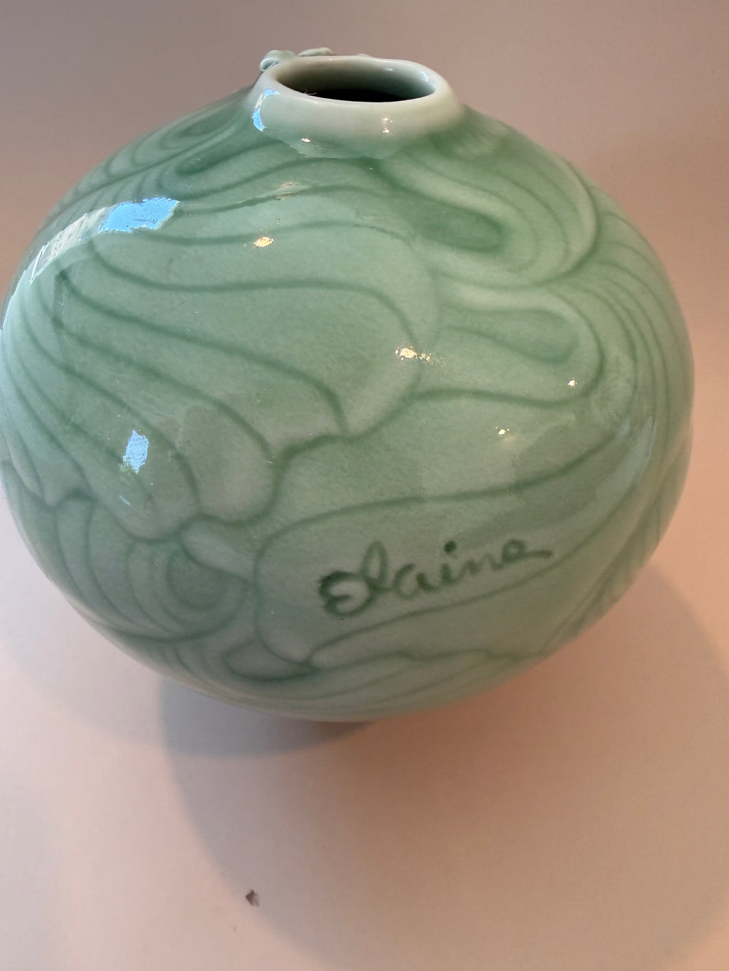 Elaine Coleman Celadon Vase.