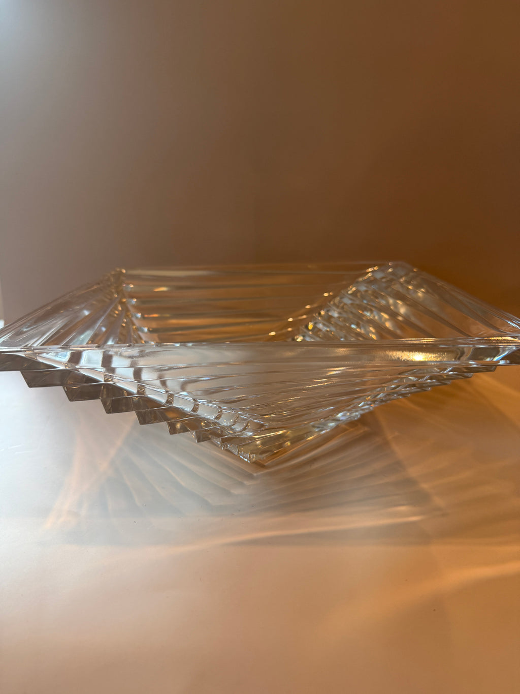 Vintage J.G. Durand Art Deco Style Geometric Crystal Bowl.