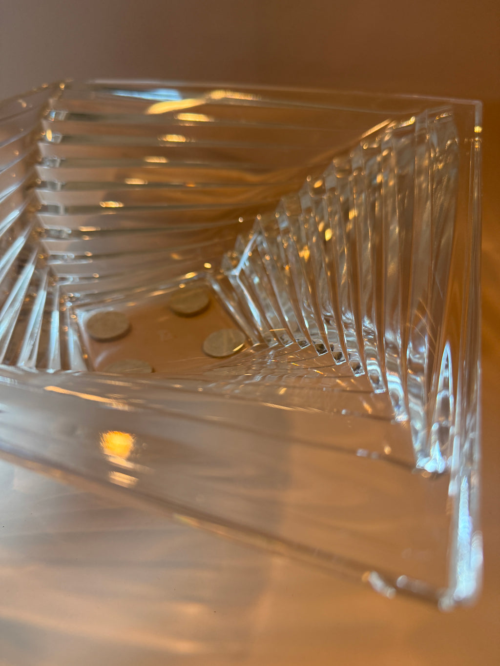 Vintage J.G. Durand Art Deco Style Geometric Crystal Bowl.