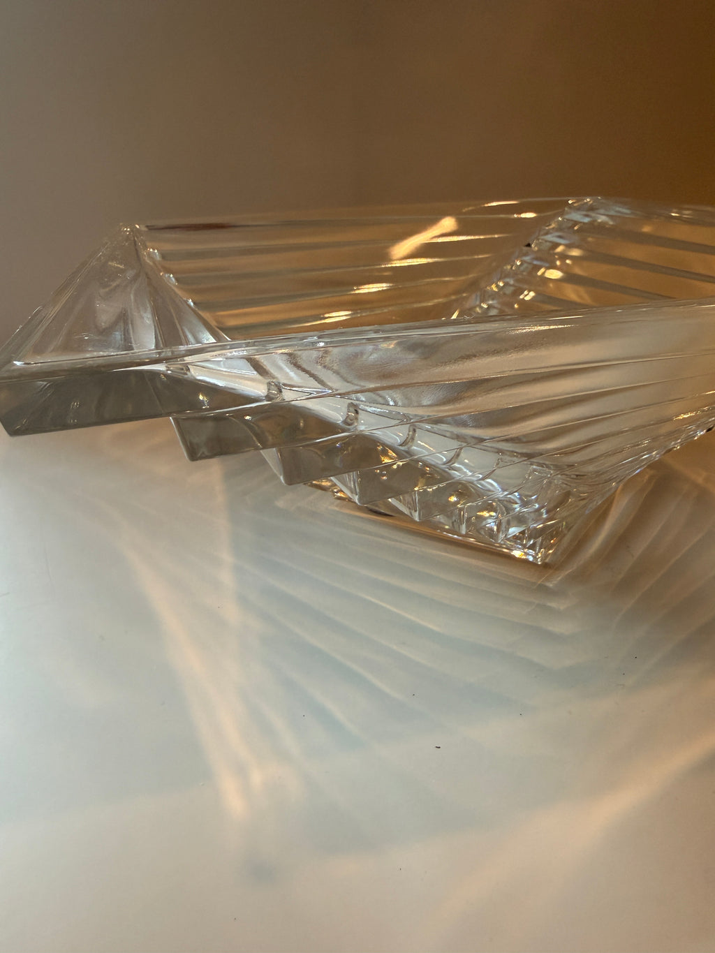 Vintage J.G. Durand Art Deco Style Geometric Crystal Bowl.