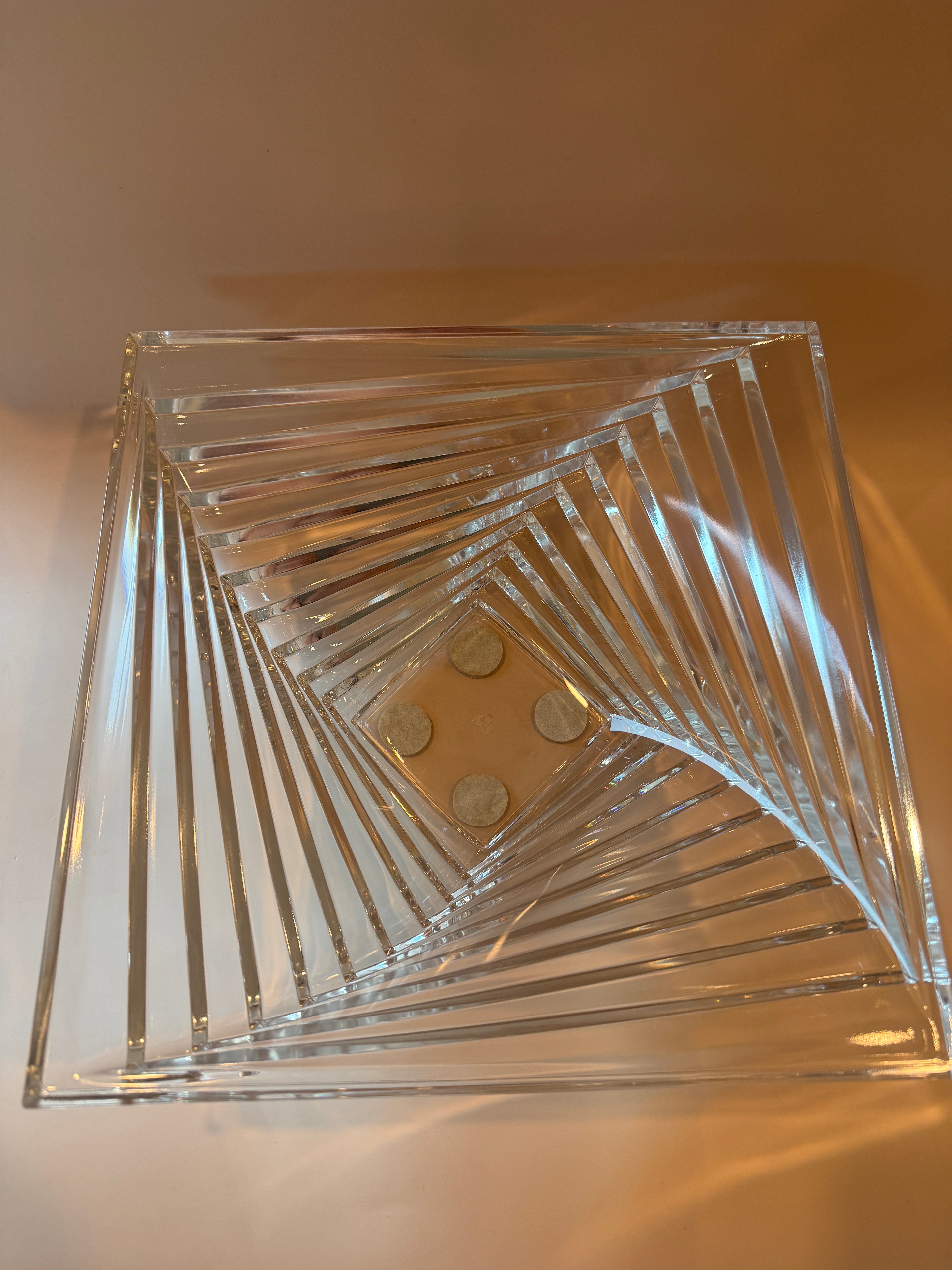 Vintage J.G. Durand Art Deco Style Geometric Crystal Bowl.