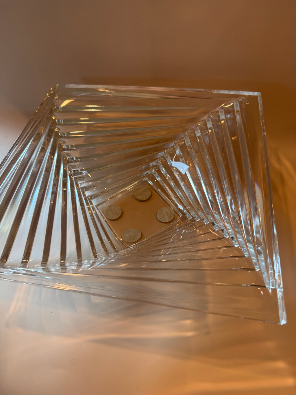 Vintage J.G. Durand Art Deco Style Geometric Crystal Bowl.