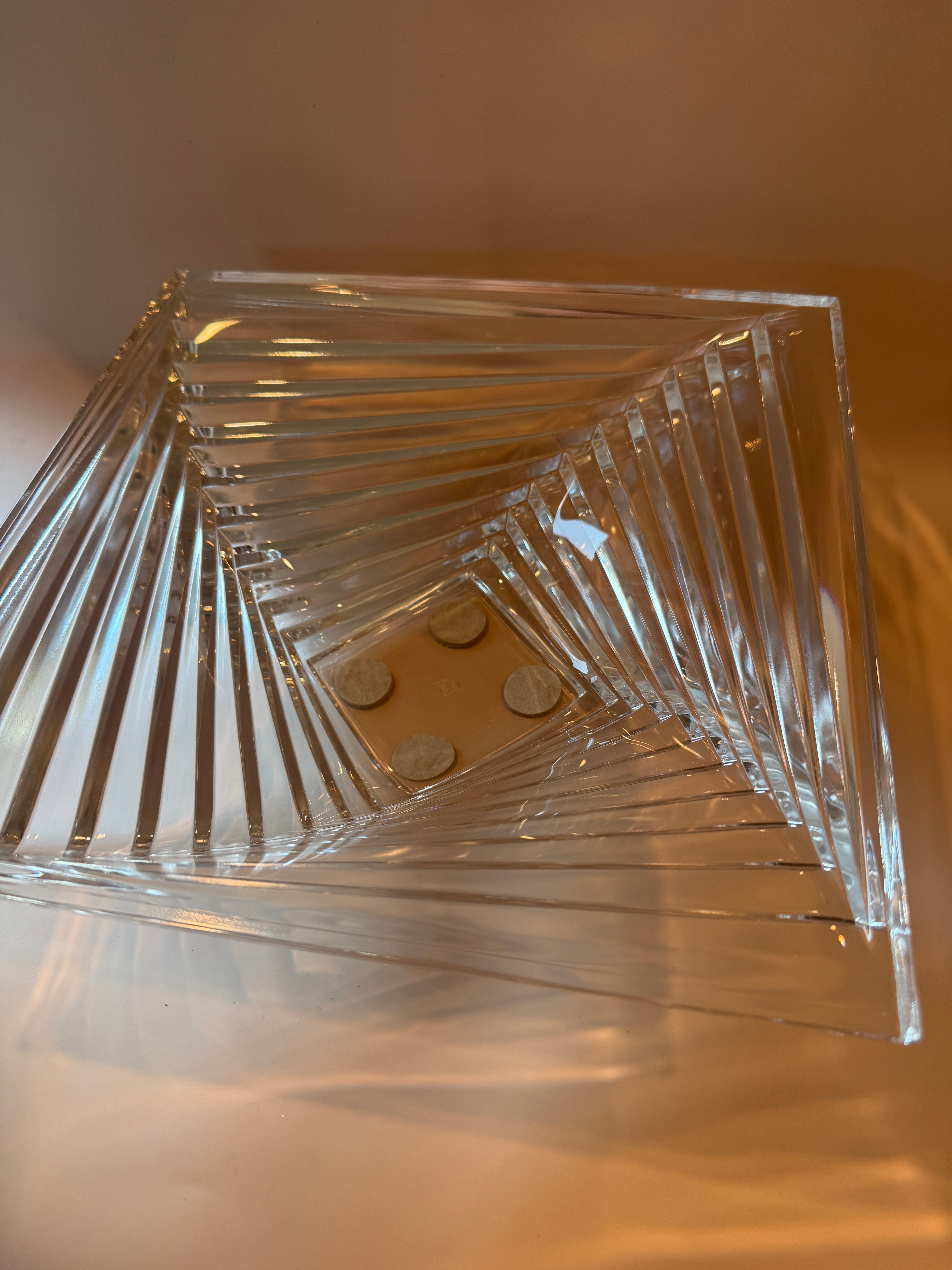 Vintage J.G. Durand Art Deco Style Geometric Crystal Bowl.