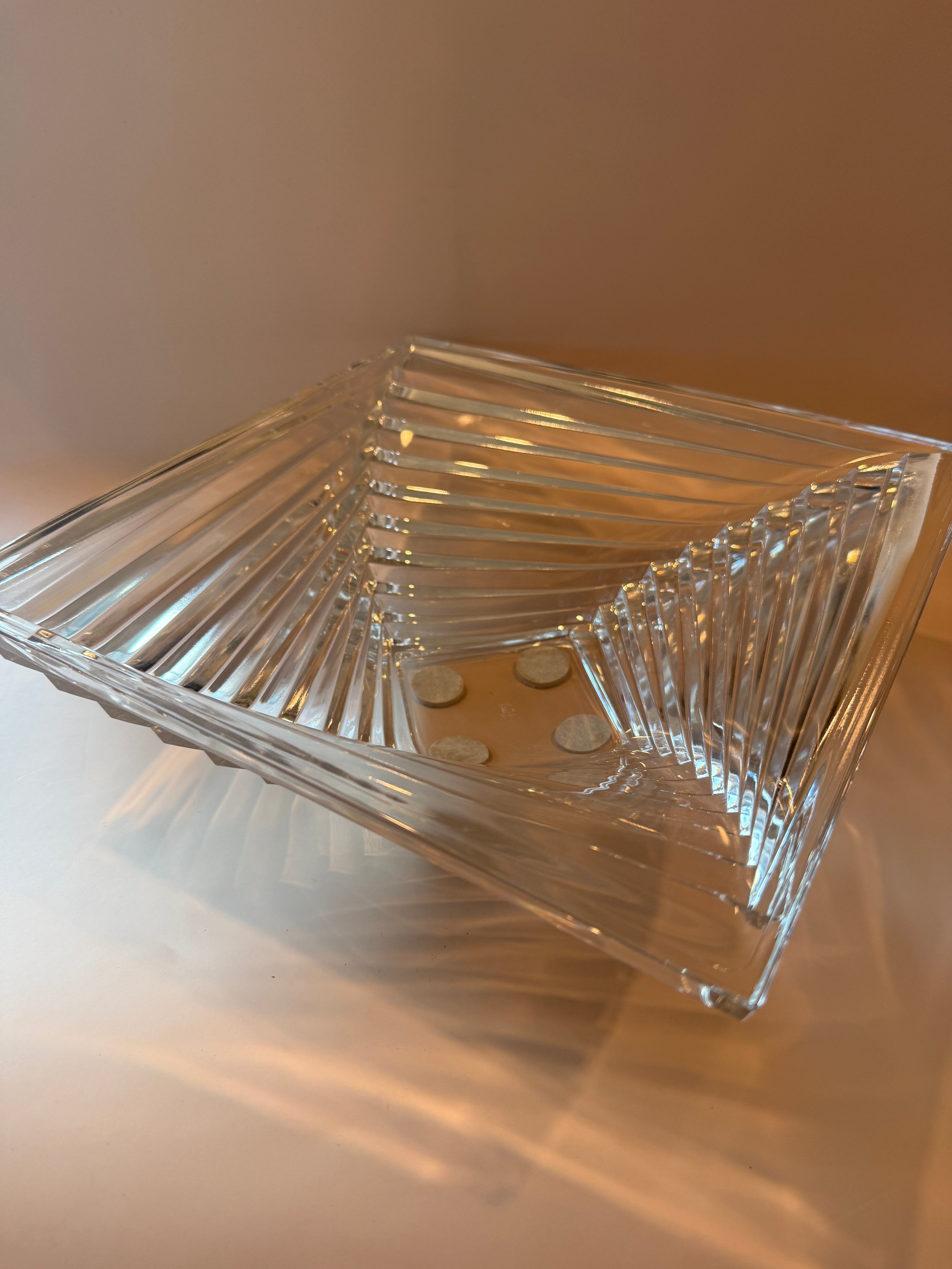 Vintage J.G. Durand Art Deco Style Geometric Crystal Bowl.