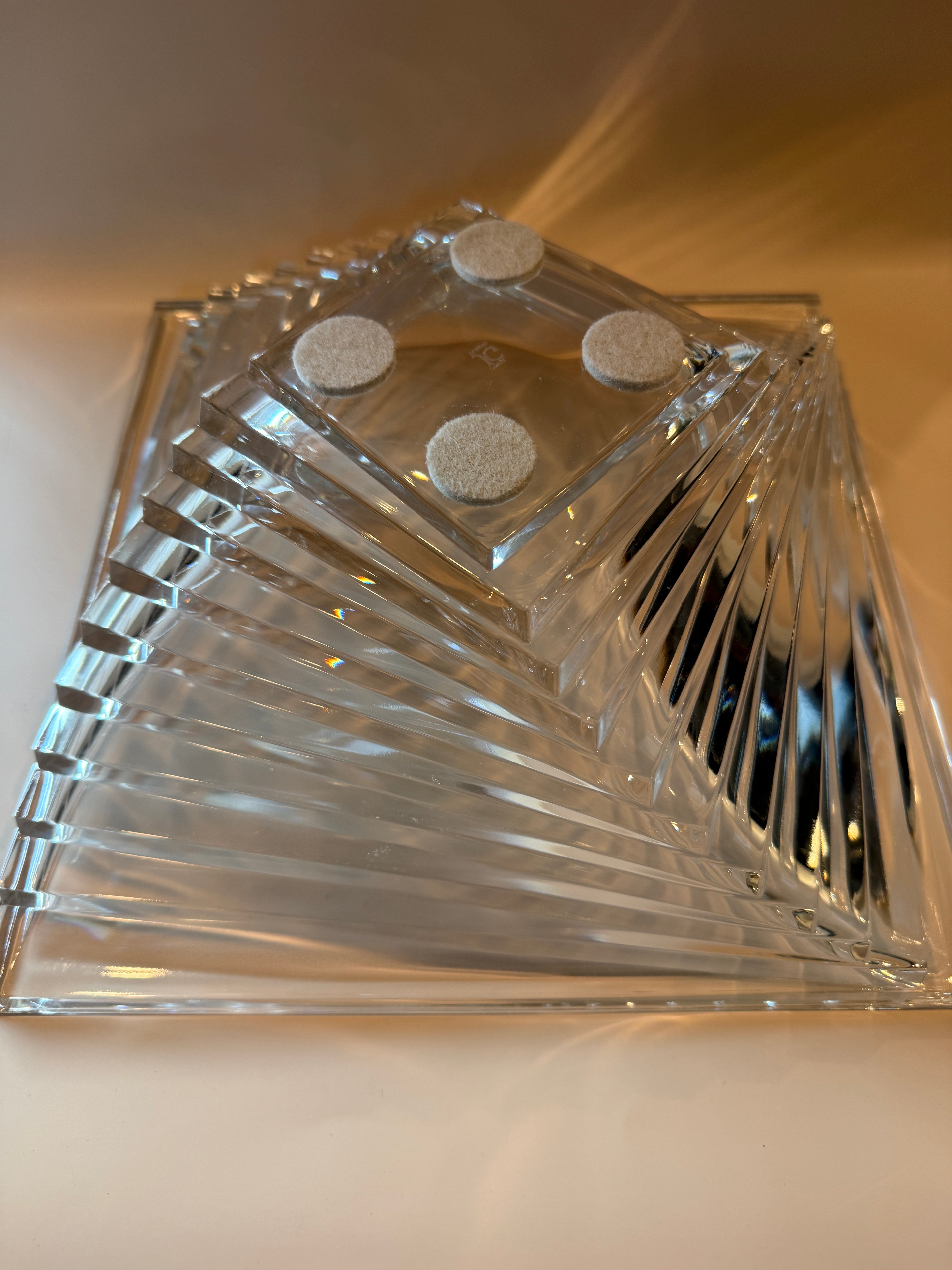 Vintage J.G. Durand Art Deco Style Geometric Crystal Bowl.