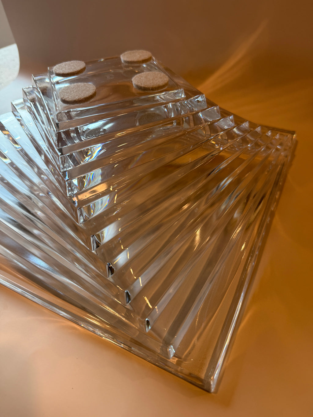 Vintage J.G. Durand Art Deco Style Geometric Crystal Bowl.