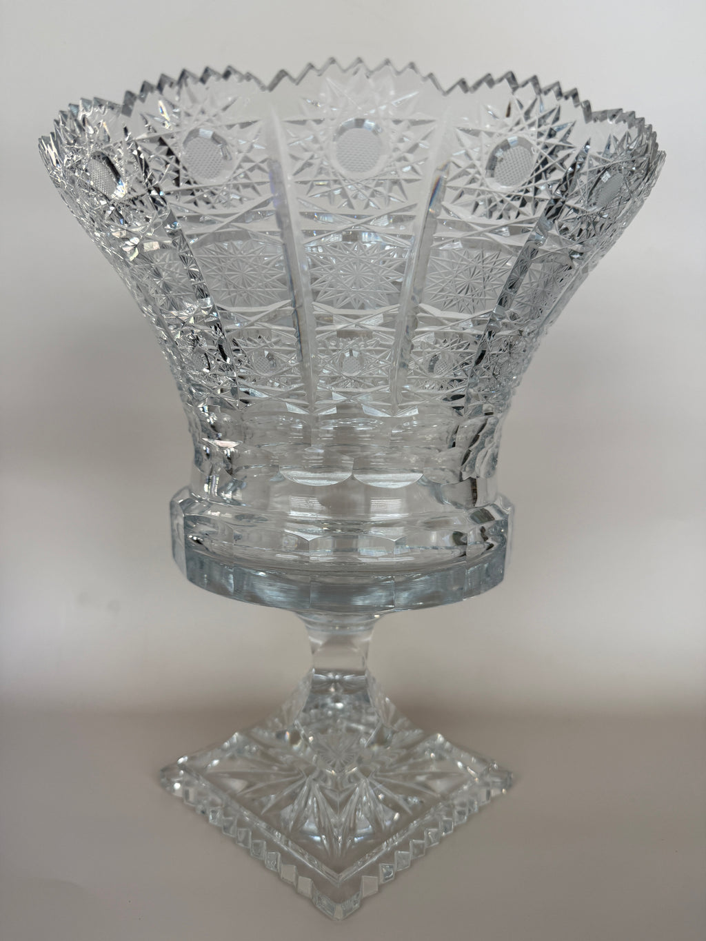 Vintage Cut Crystal Footed Vase.