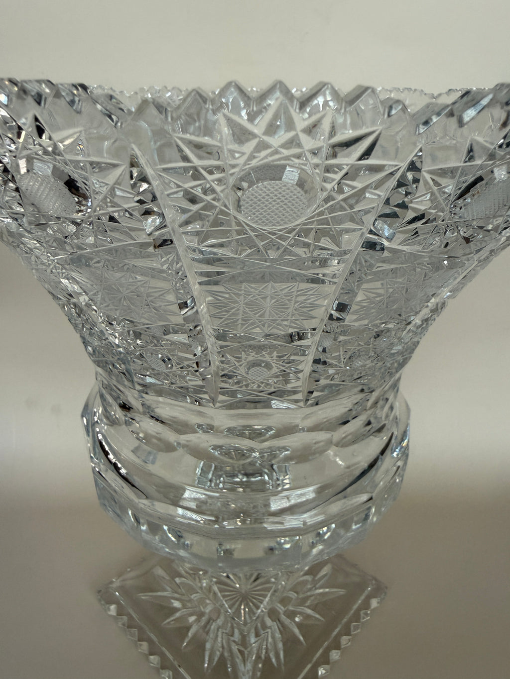 Vintage Cut Crystal Footed Vase.