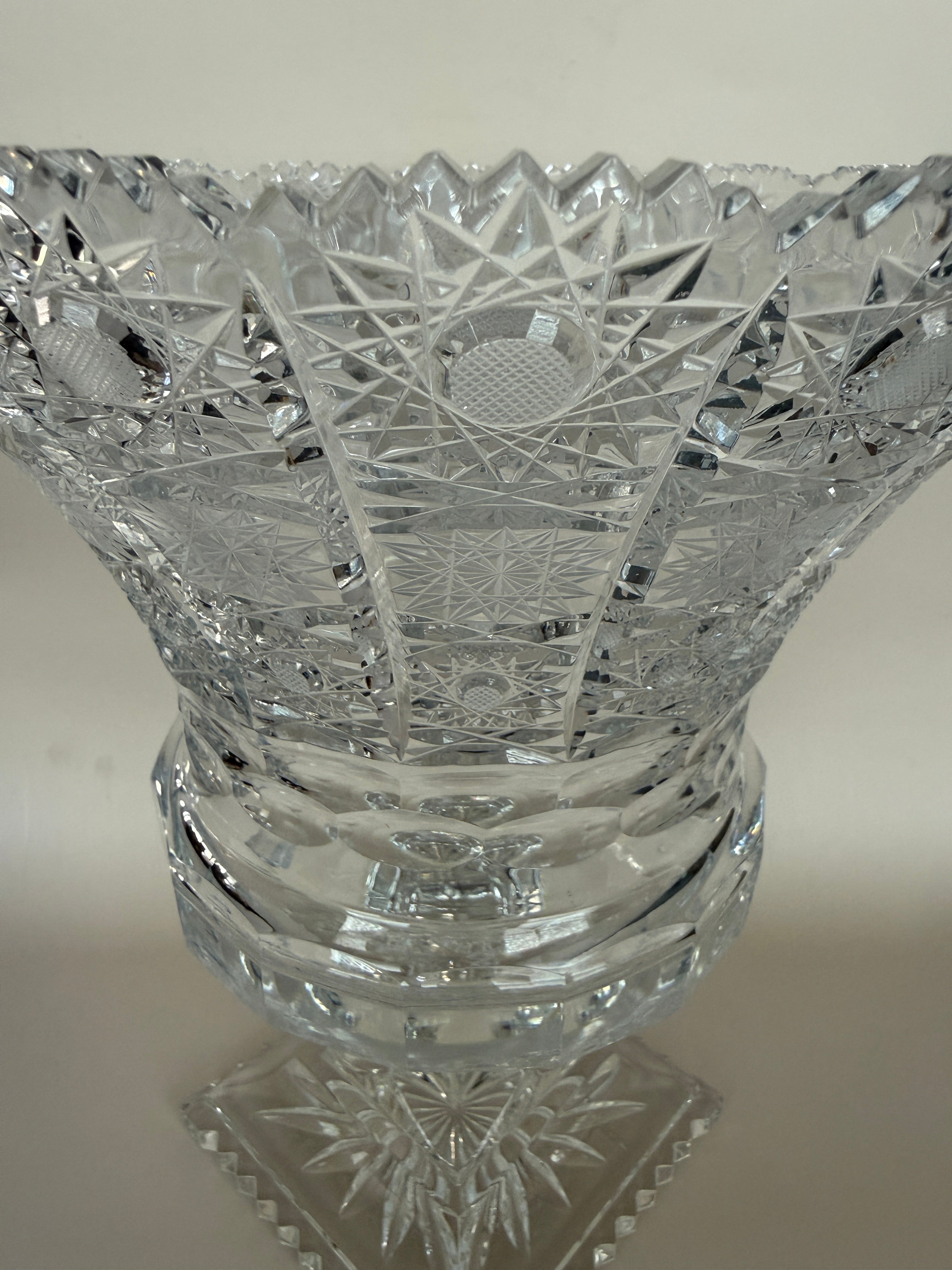 Vintage Cut Crystal Footed Vase.