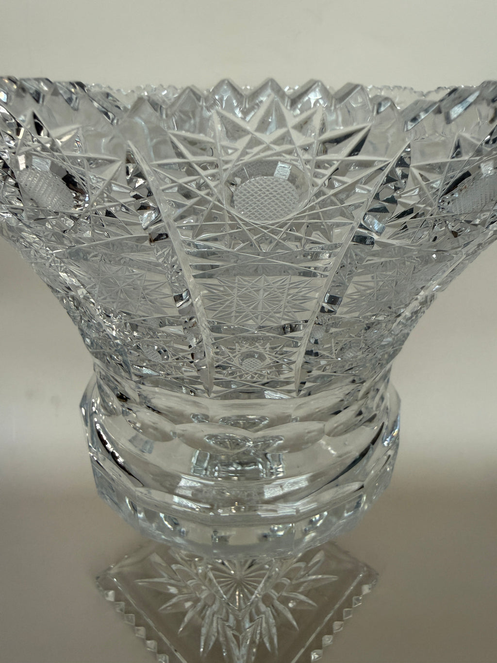 Vintage Cut Crystal Footed Vase.