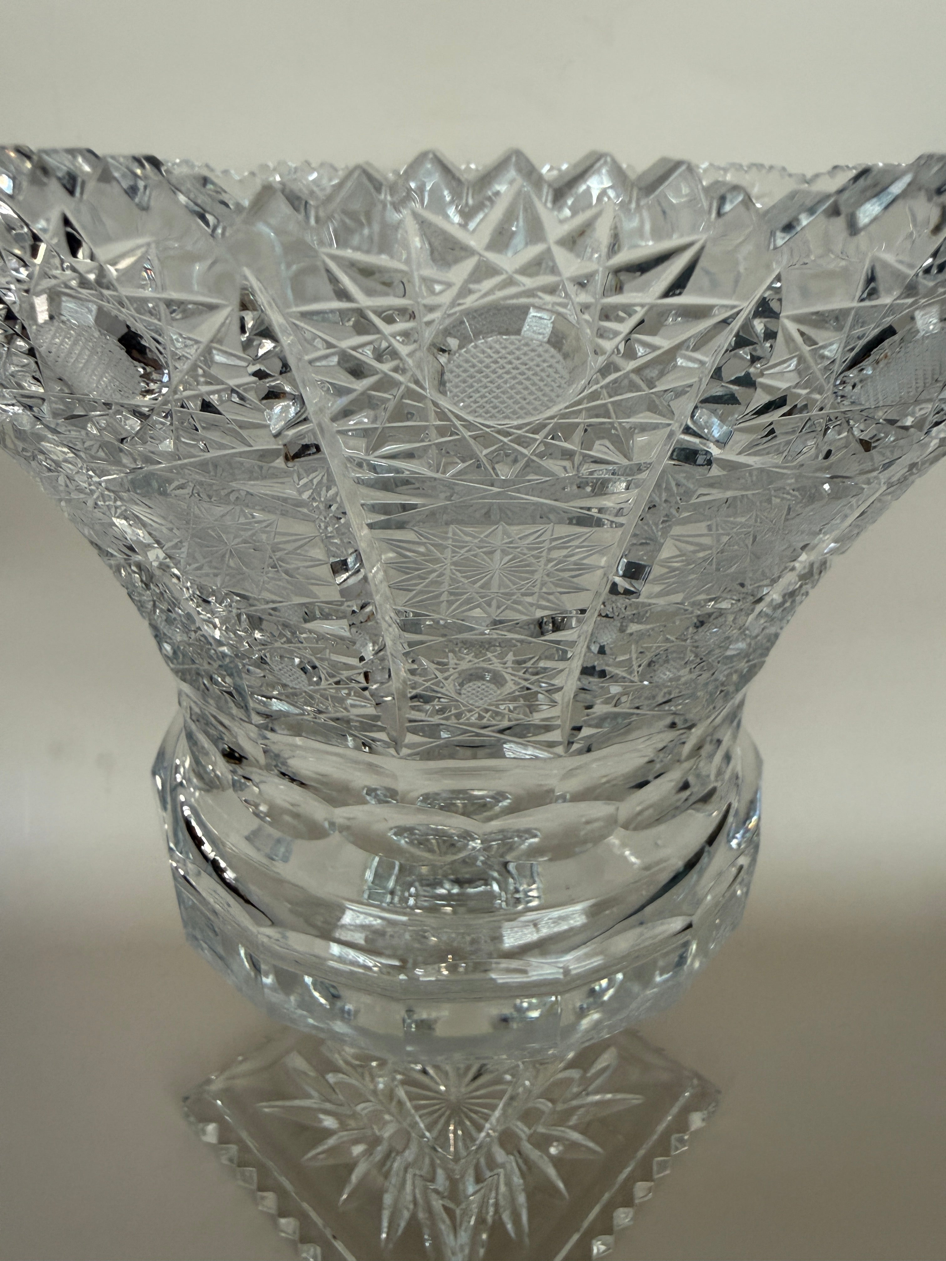 Vintage Cut Crystal Footed Vase.