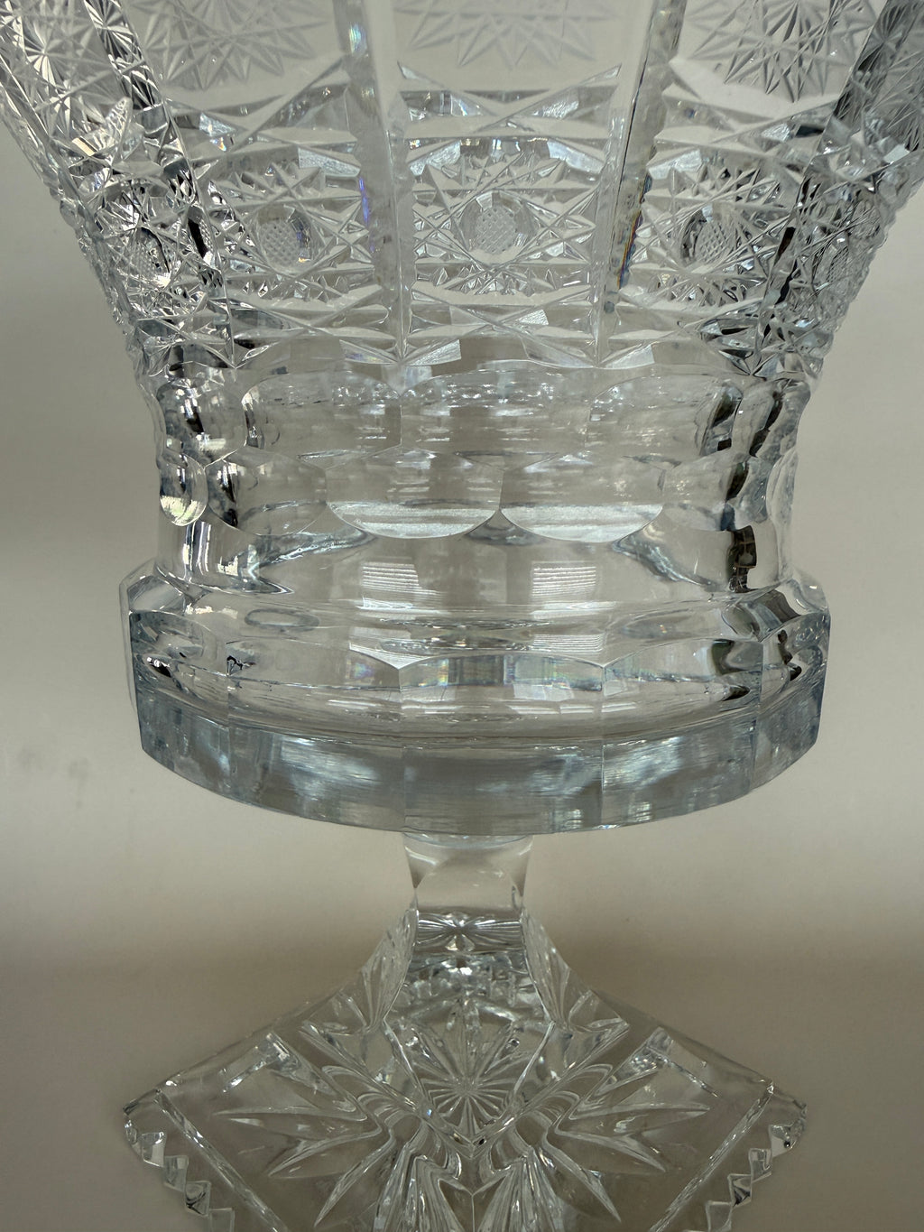 Vintage Cut Crystal Footed Vase.