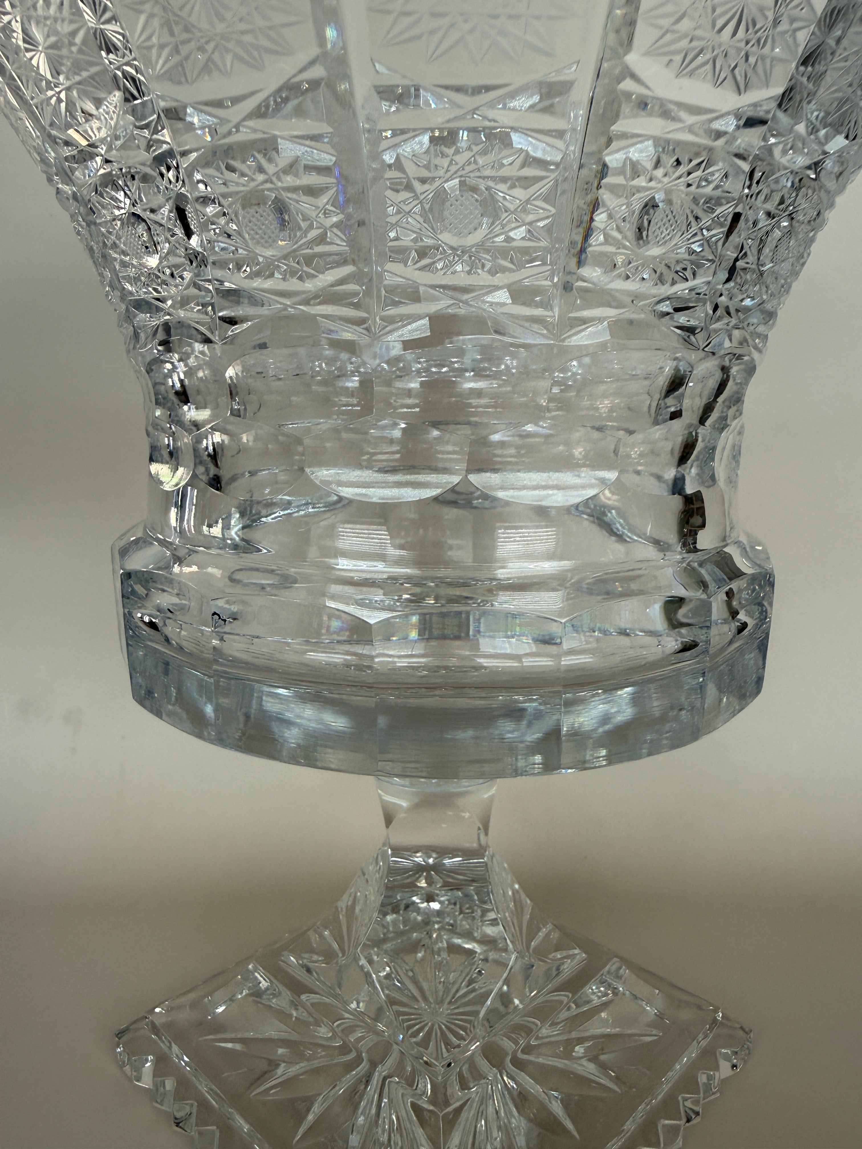 Vintage Cut Crystal Footed Vase.