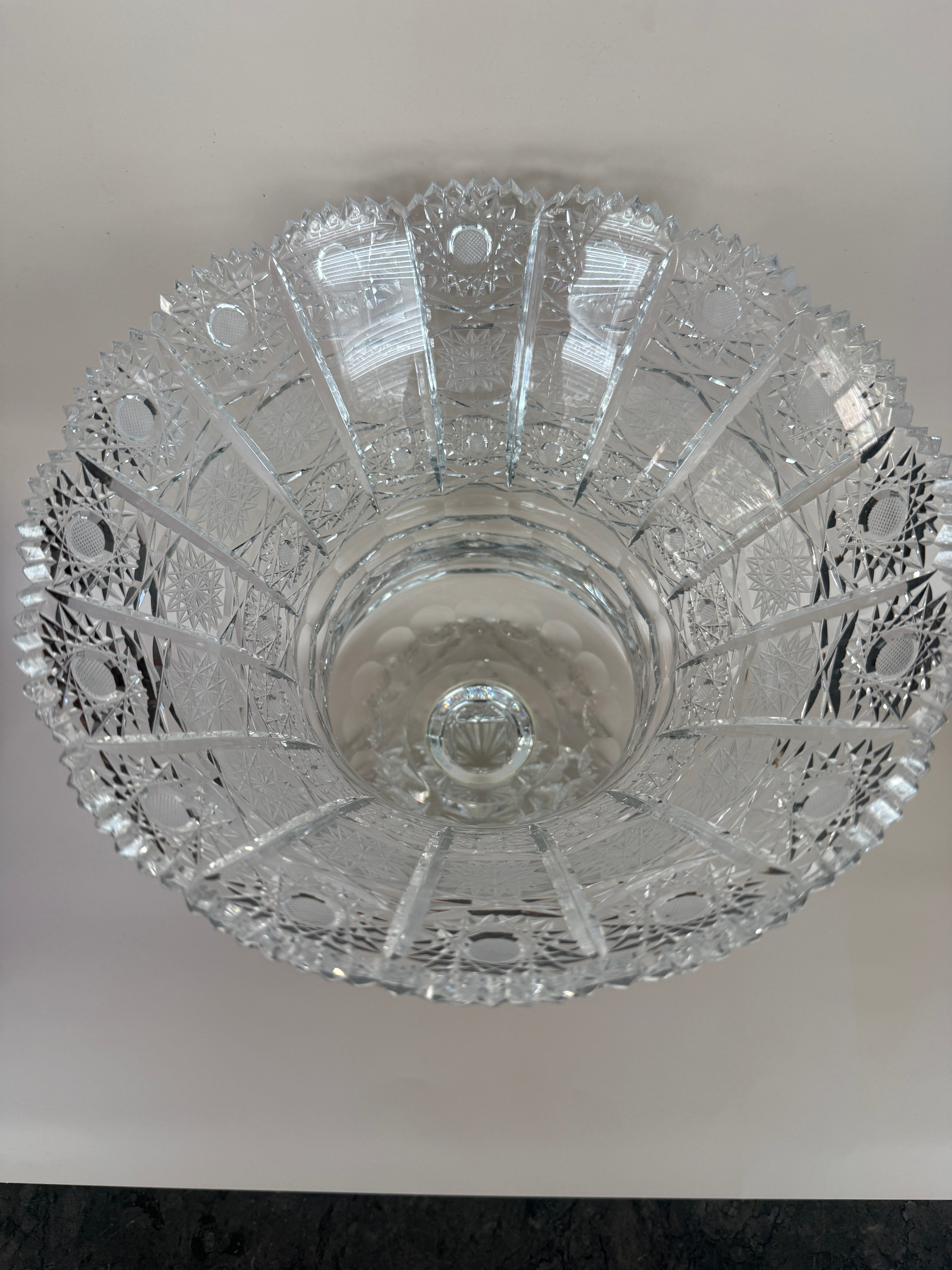 Vintage Cut Crystal Footed Vase.