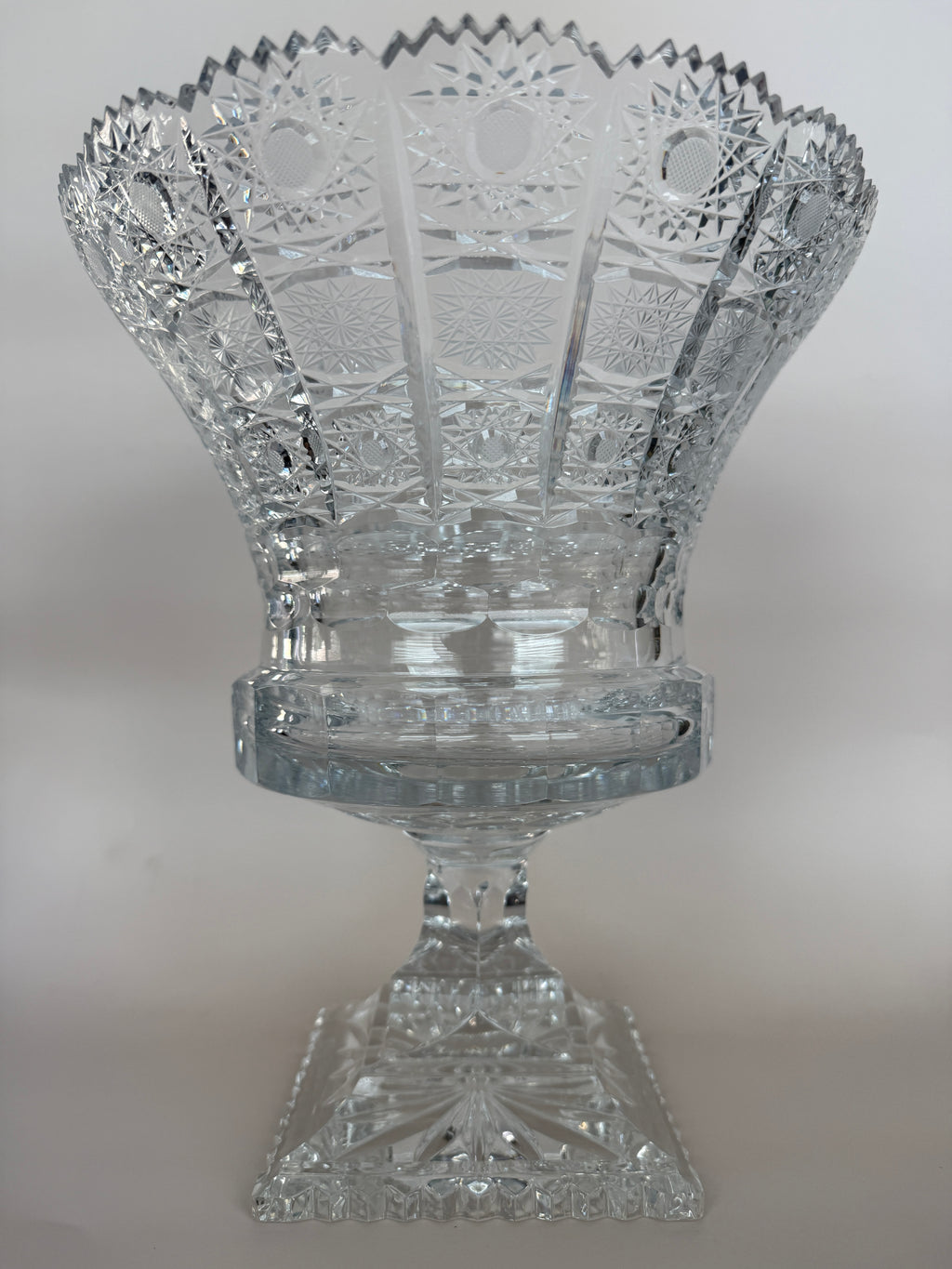Vintage Cut Crystal Footed Vase.
