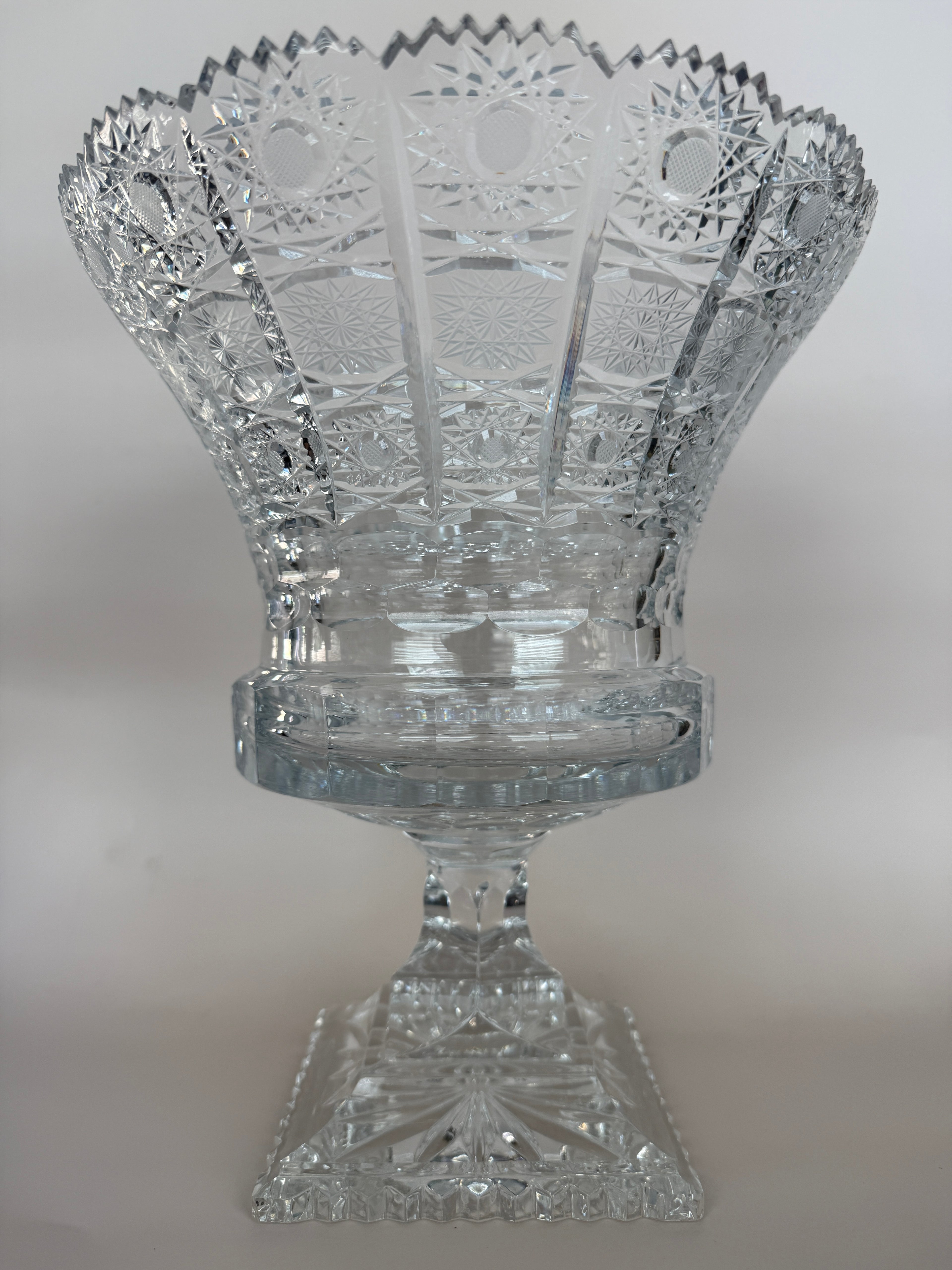 Vintage Cut Crystal Footed Vase.