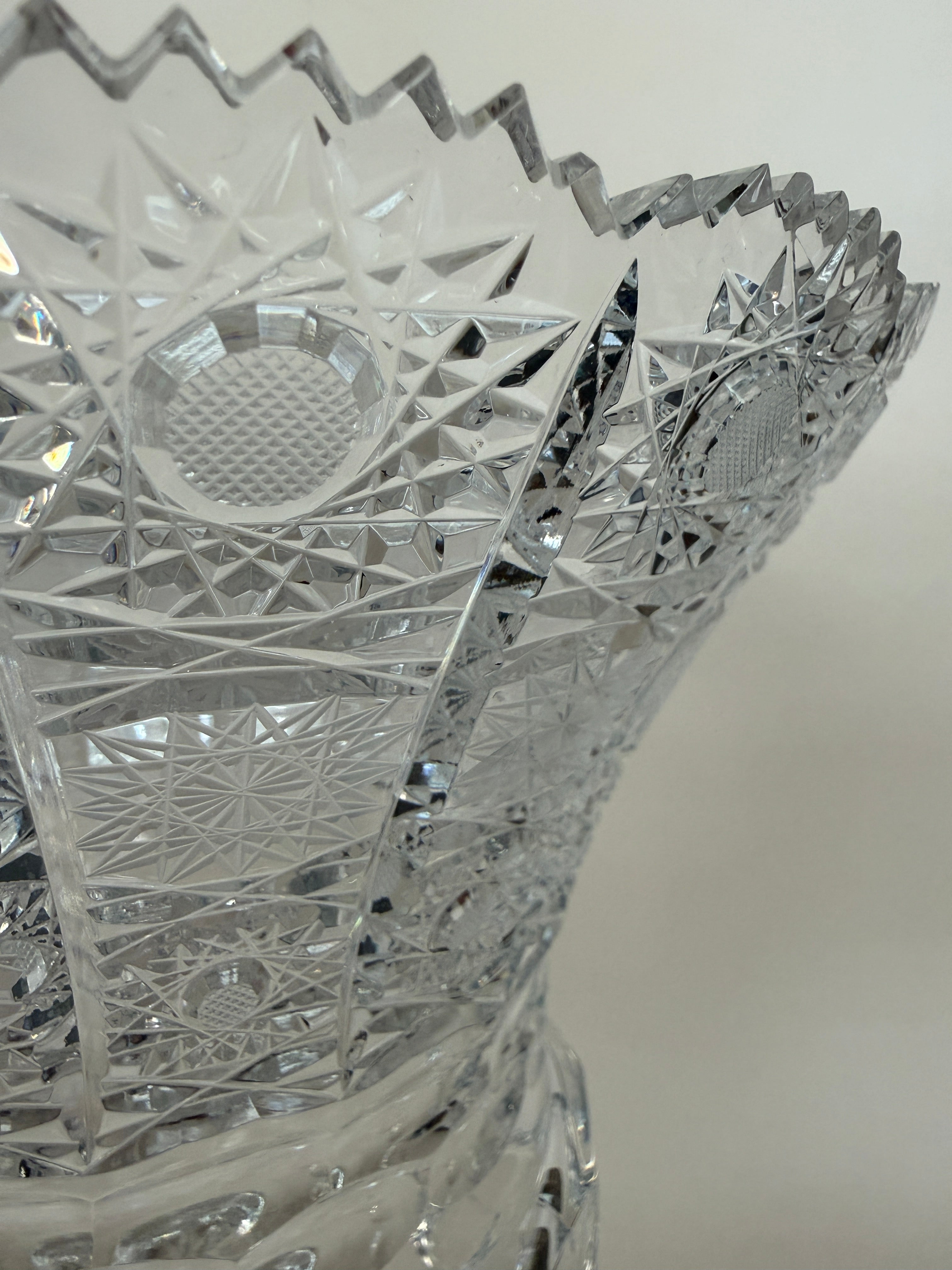 Vintage Cut Crystal Footed Vase.