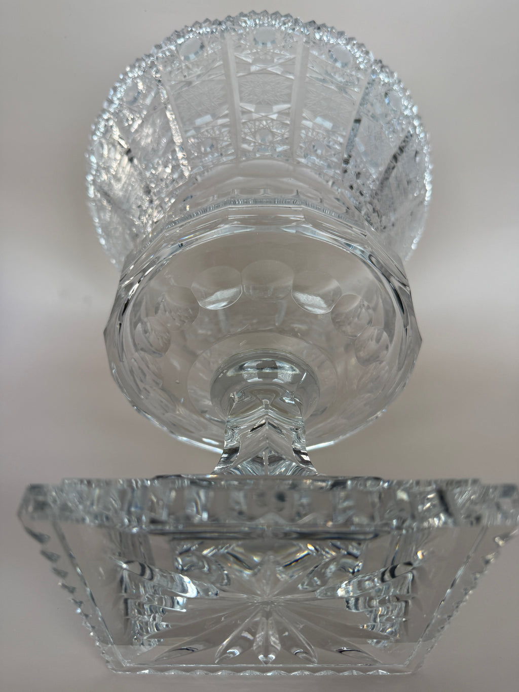 Vintage Cut Crystal Footed Vase.