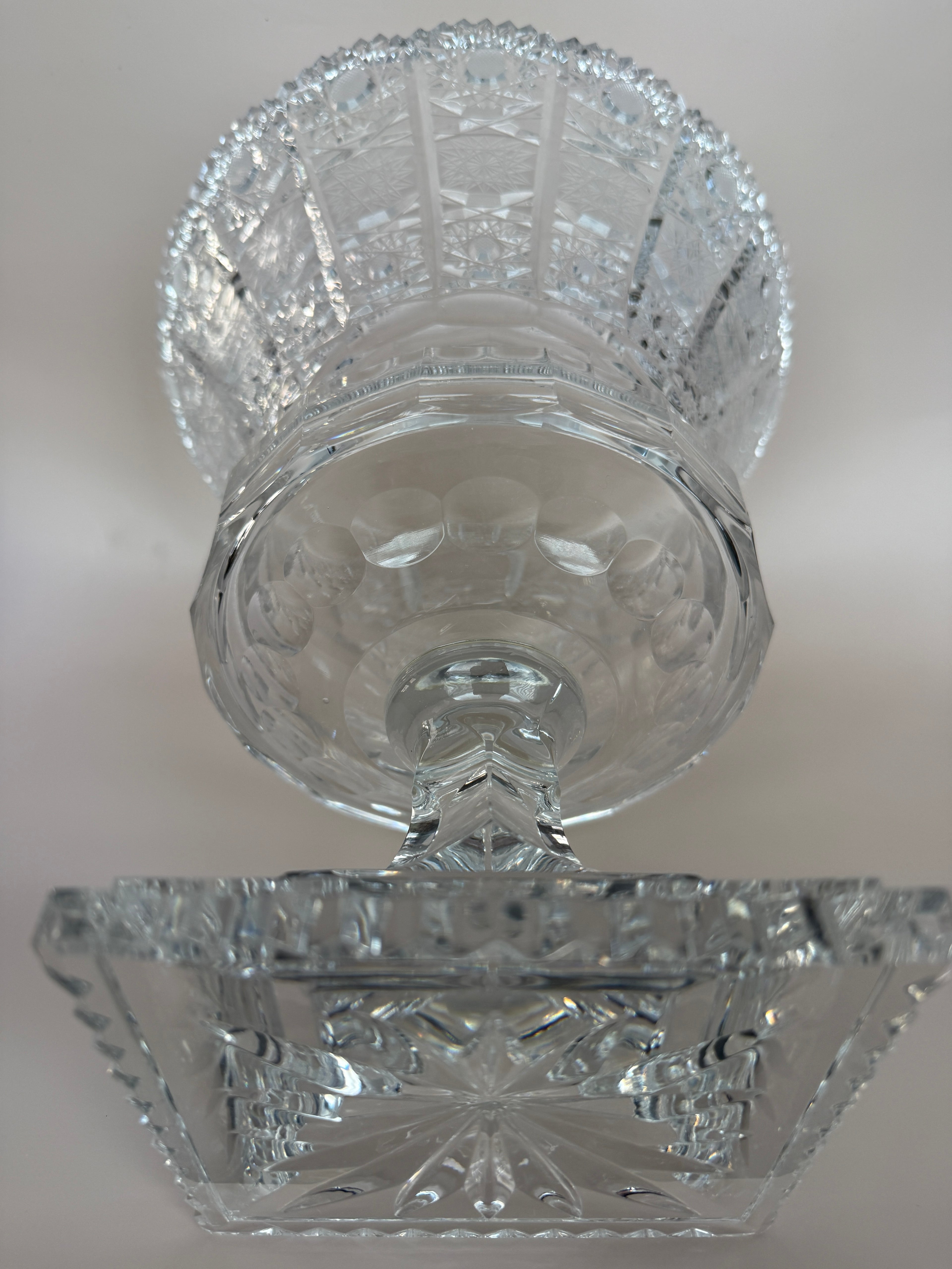 Vintage Cut Crystal Footed Vase.