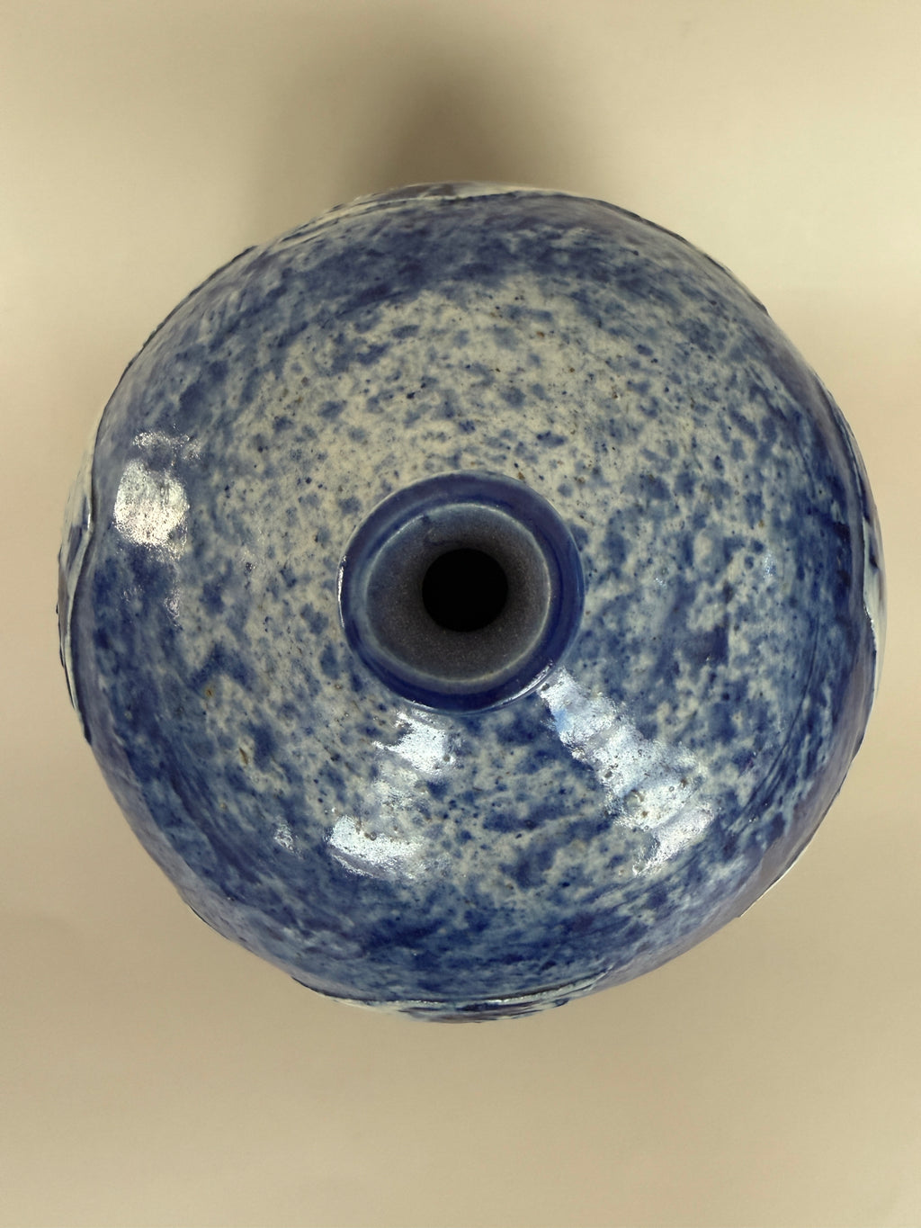David and Esther Landis Signed Blue Ceramic Vase.