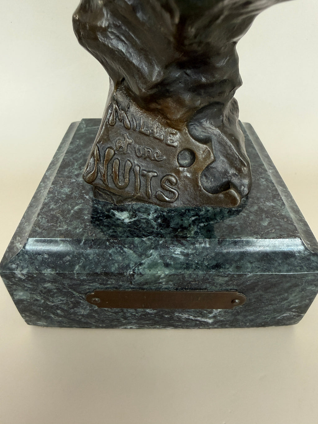 Vintage Bronze Bust Sculpture "Mlle et une Nuits" by Emmanuel Villanis.
