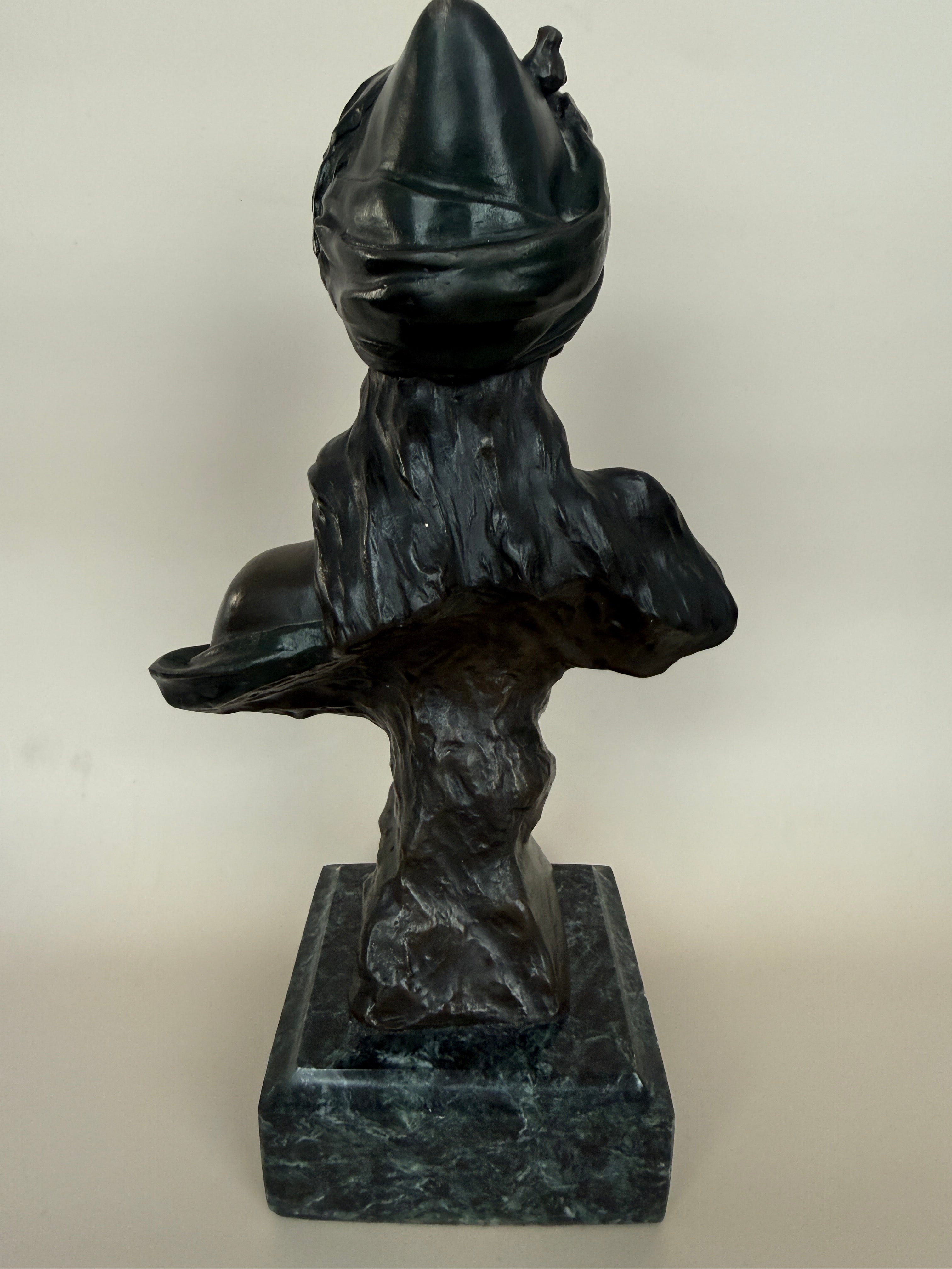 Vintage Bronze Bust Sculpture "Mlle et une Nuits" by Emmanuel Villanis.