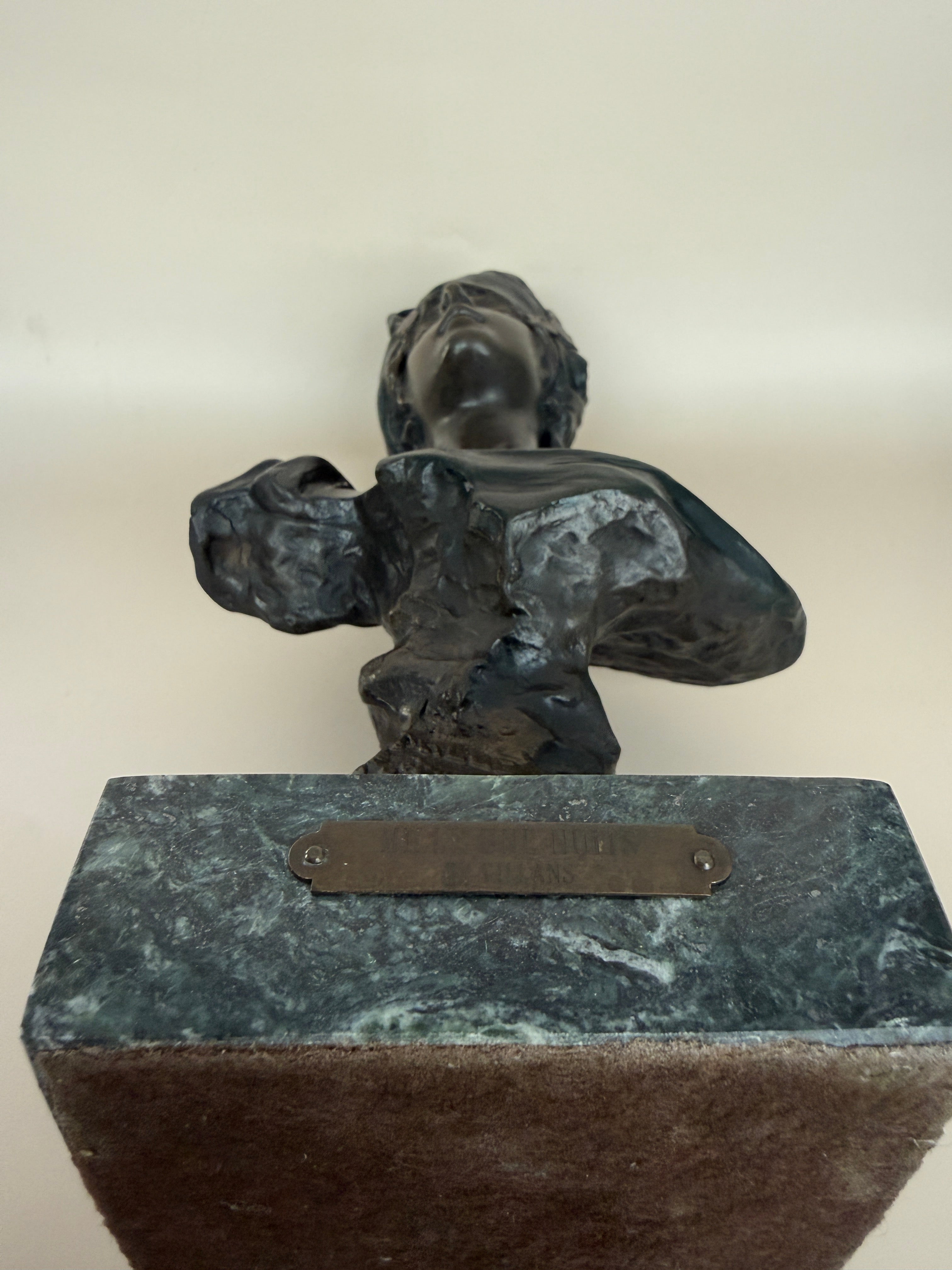 Vintage Bronze Bust Sculpture "Mlle et une Nuits" by Emmanuel Villanis.